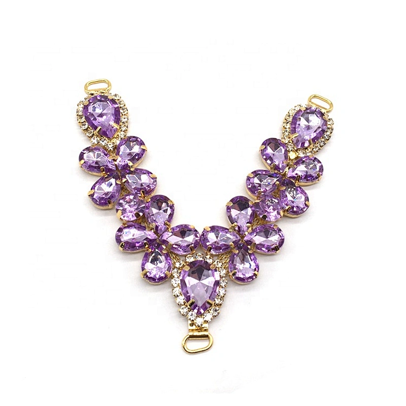 Wholesale new design lady bikini rhinestone accessories metal crystal shoe chain sandal uppers