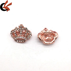 Factory Wholesale Cheap Price Mini Crown Shaped Button Mitil Color Metal Plating Shank Buckle For DIY Garment