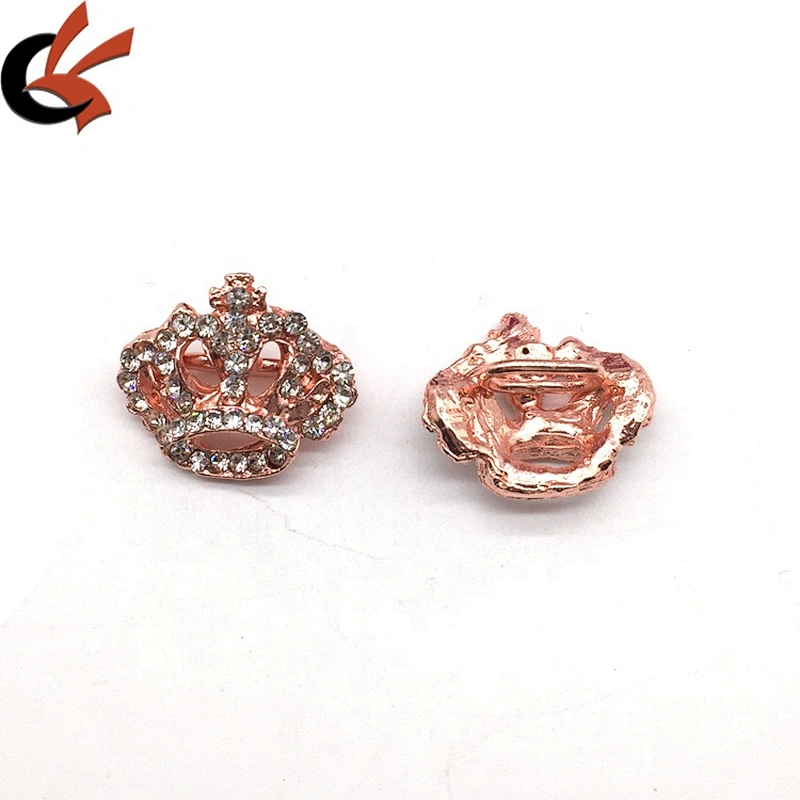 Factory Wholesale Cheap Price Mini Crown Shaped Button Mitil Color Metal Plating Shank Buckle For DIY Garment