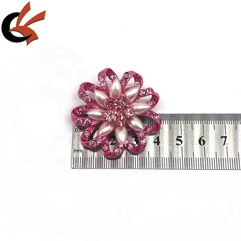 New fashion 40mm flower pink base pink crystal rhinestone brooch pins