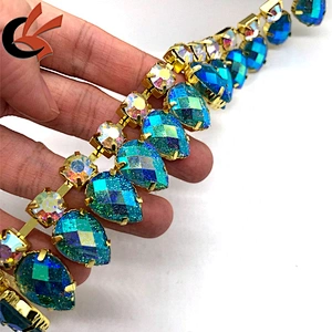 Carnival dress decoration sparkle rhinestone cup chain trimming