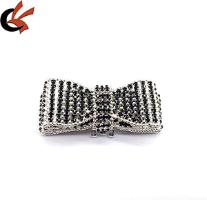 Shoe buckle custom metal bow shape shoe rhinestone clip buckle for welding sandal accessories