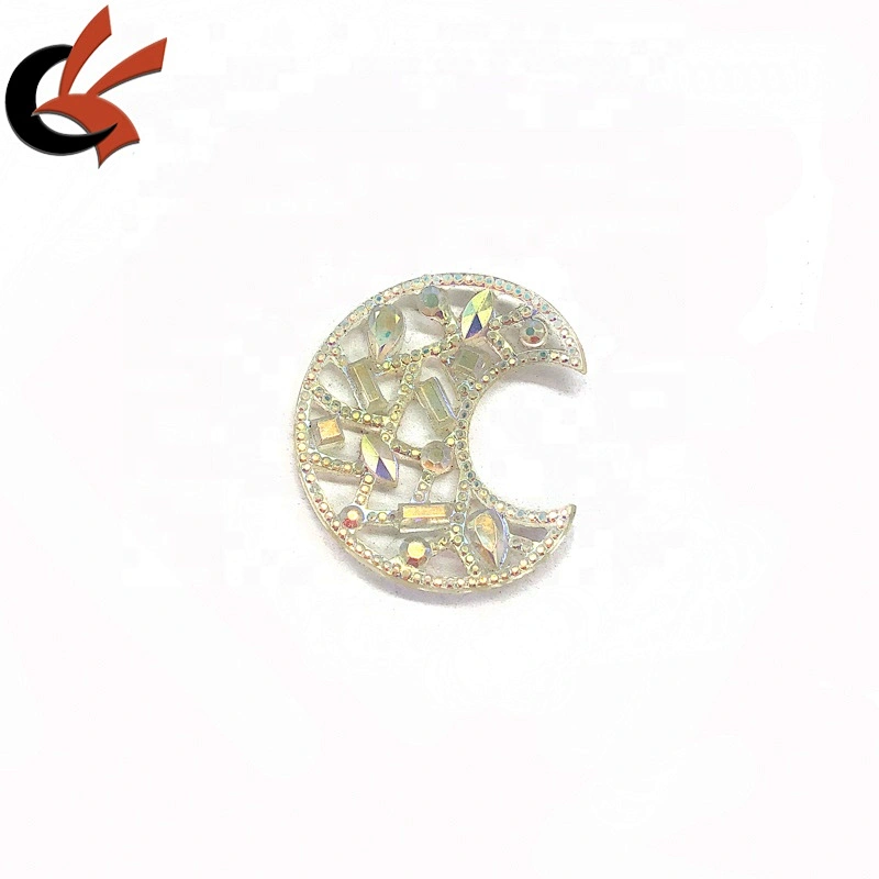 New Crescent Moon hollow white AB sew on resin rhinestones