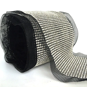 Sew On 24 Rows Cuttable Crystal Trimmings Banding With Rhinestone Mesh For DIY Garment accessories