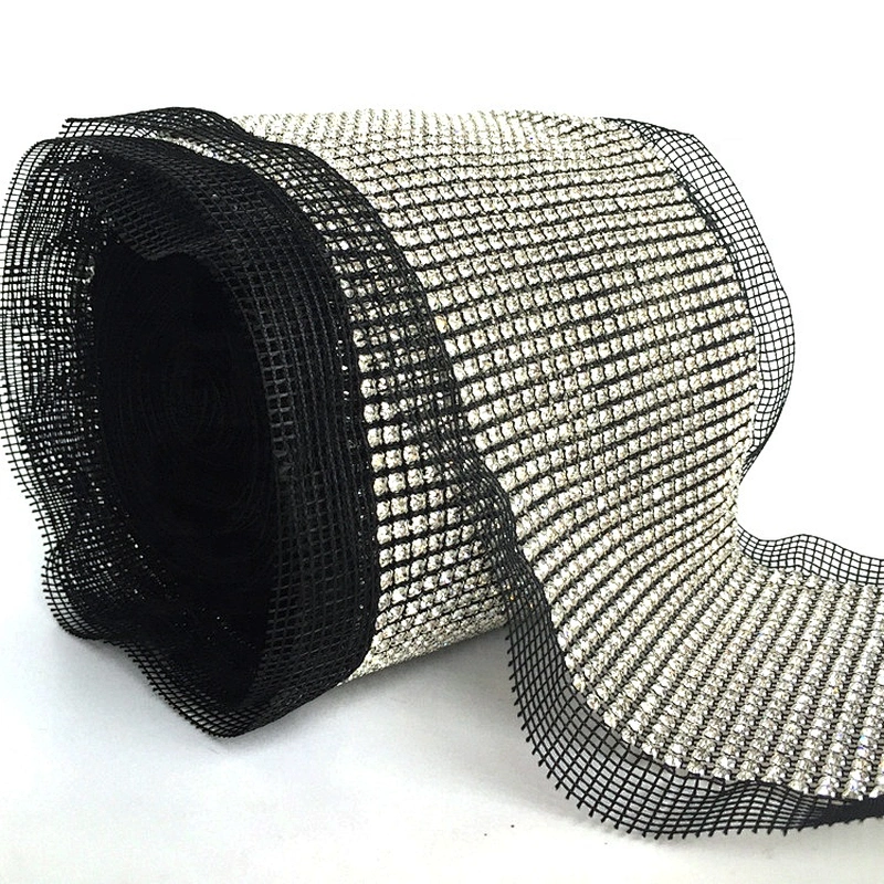 Sew On 24 Rows Cuttable Crystal Trimmings Banding With Rhinestone Mesh For DIY Garment accessories