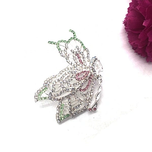 Making Girls Princess Dress Wear Accessories Rhinestone Butterfly Shaped Brooch