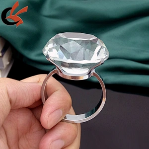 Clear Crystal diamond Glass Gem Wedding Table Napkin Ring Holders
