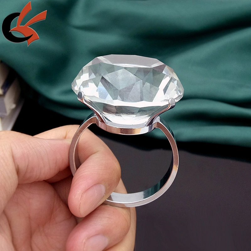 Clear Crystal diamond Glass Gem Wedding Table Napkin Ring Holders