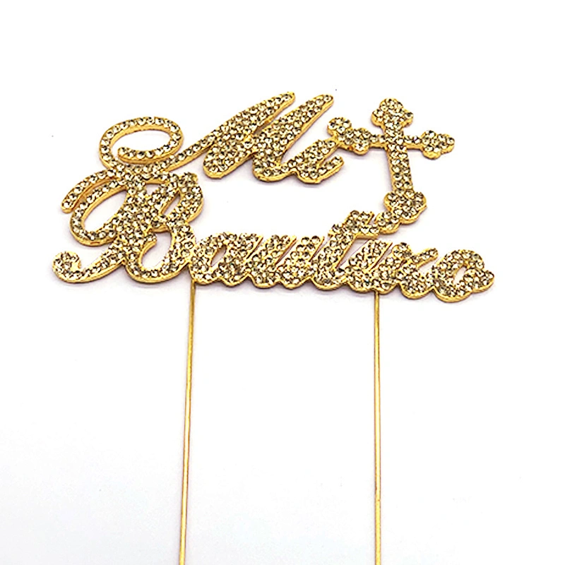 Custom crystal cake topper for baptism ceremony