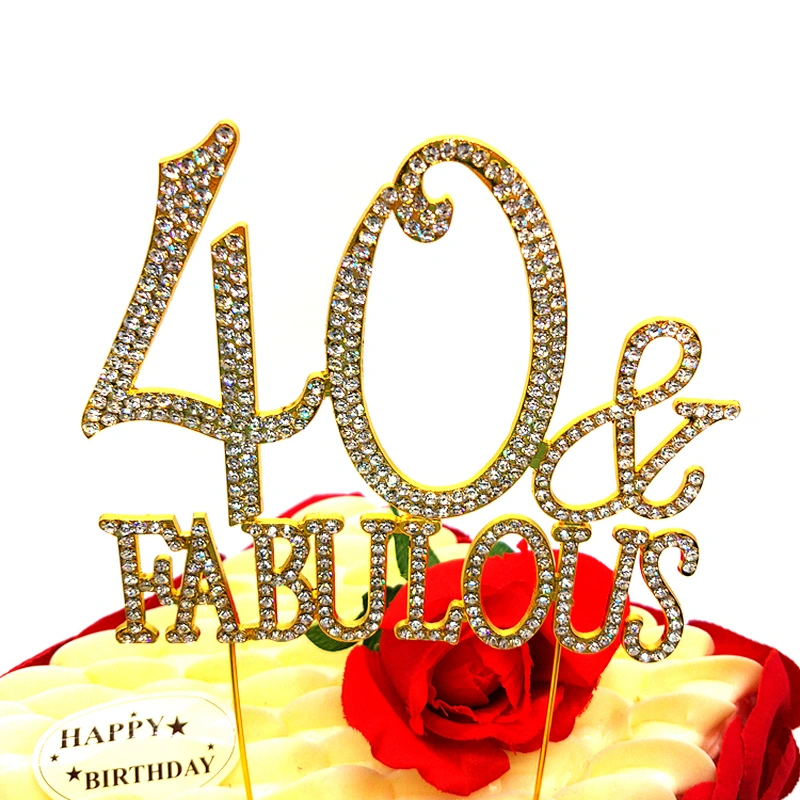 40 & Fabulous Cake Topper for 40th Birthday Party Decoration Supplies (Gold)