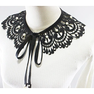 Custom-make 2021 New design black lace detachable collar beaded hollowed-out embroidered collar for women