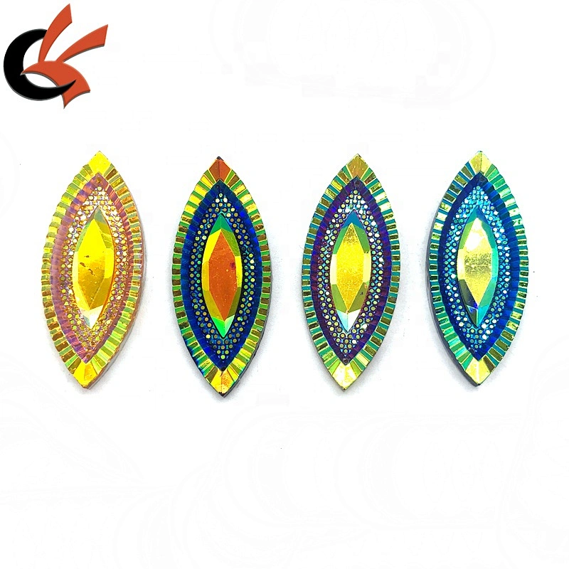 Carnival dress decoration Shinning colors AB glue on large size resin loose rhinestone gems