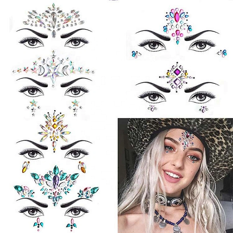 Custom Sparkle Newest adhesive face Jewels and body crystal stickers