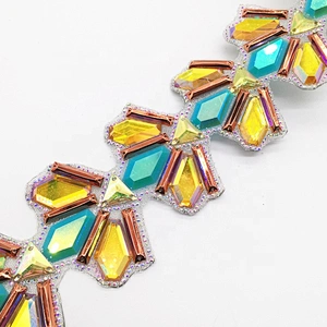 custom wholesale DIY decoration colors resin tape hot fix rhinestone ribbon chain trimming