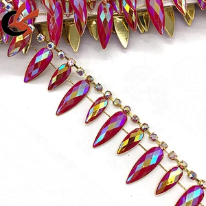 New fashion sparkling hot pink AB resin rhinestone trim for garment