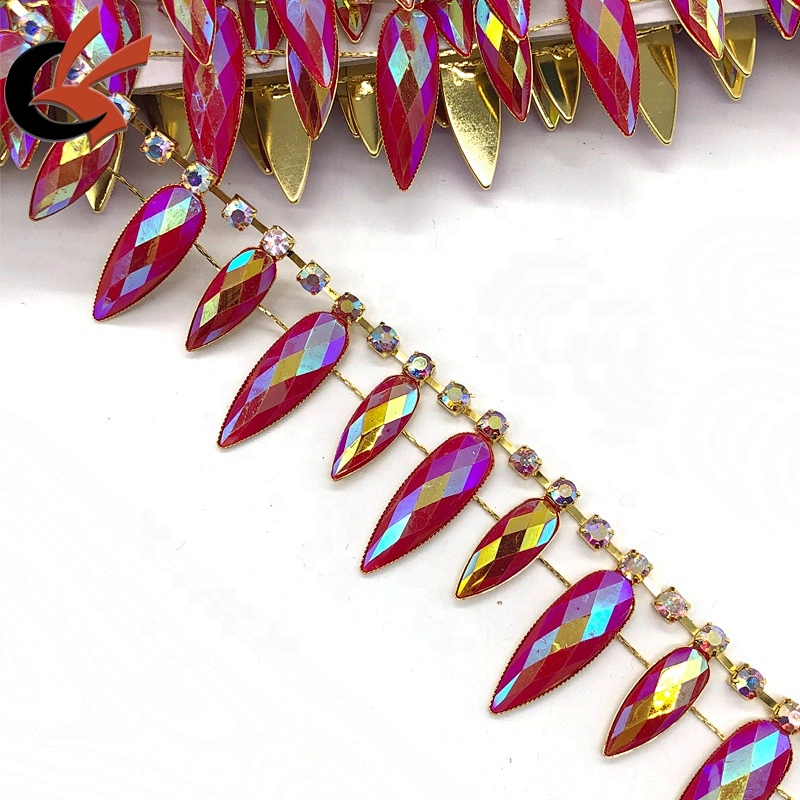New fashion sparkling hot pink AB resin rhinestone trim for garment