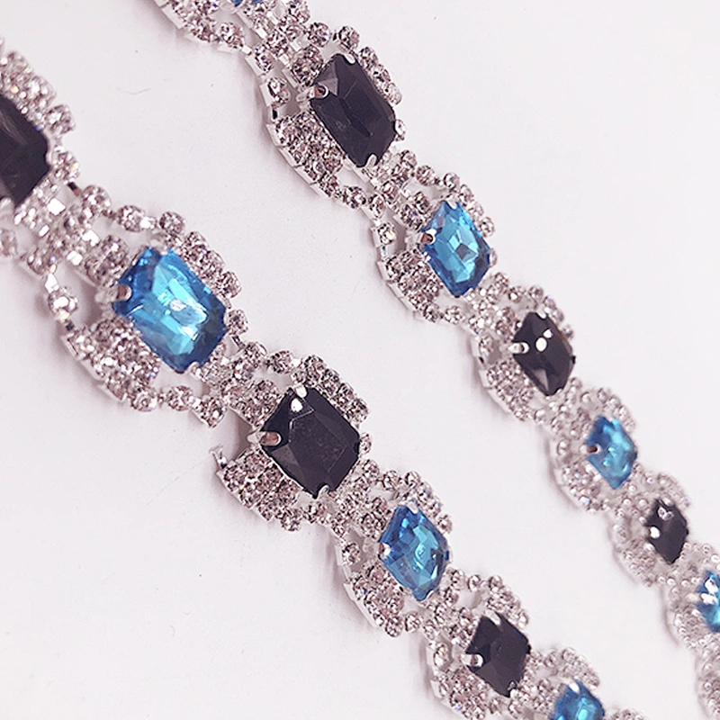 Wholesale silver costume chain wedding trim Crystal Rhinestone Chain Trim Fringe For Dress