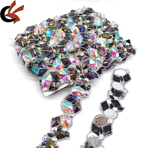 Custom by yard assorted resin colors iron on resin beaded banding rhinestone trim for decoration