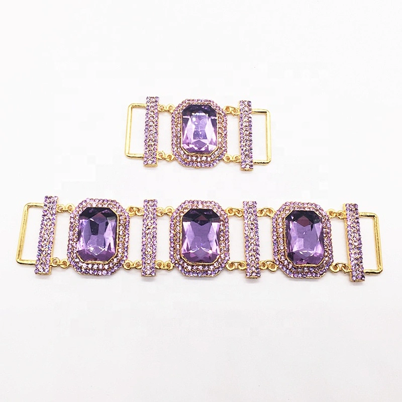 Fashion Diamante Full Crystal Big Lavender Jewelry Rhinestone Bikini Sets Top & Hip Swimwear Connector