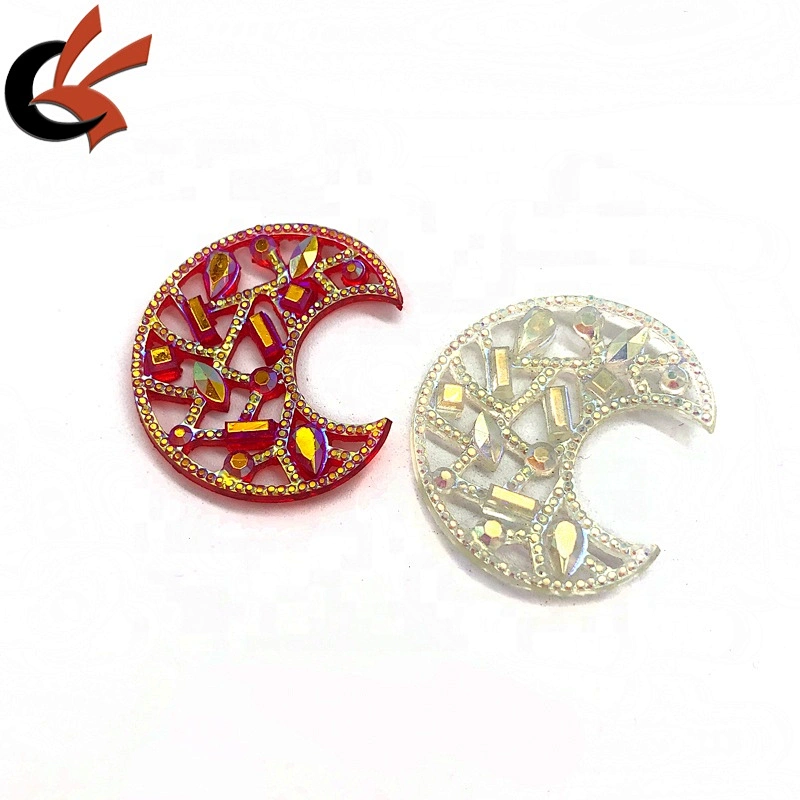 New Crescent Moon hollow white AB sew on resin rhinestones