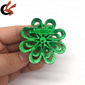 New green plating metal base green crystal flower rhinestone brooches
