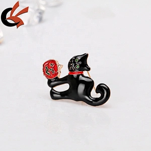 Wholesale Halloween Enamel Cartoon black cat pumpkin brooch pins