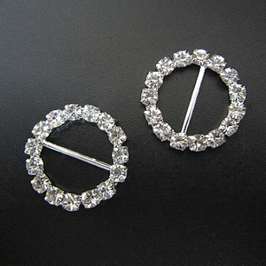 wholesale Circle rhinestone buckles wedding invitations ribbon buckles