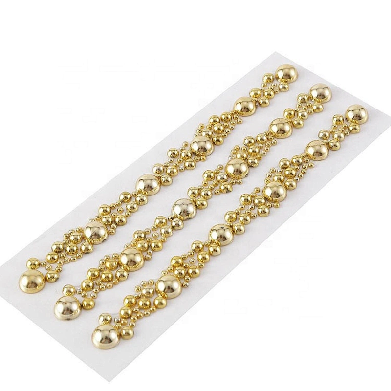 Self Adhesive 3 rows of cluster go gems Rhinestone stickers ivory, clear & White
