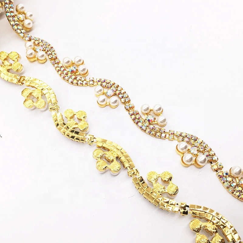 Newest Design Crystal Jewels Pearl Crystal AB Rhinestone Trimming For Festival Garment Decoration