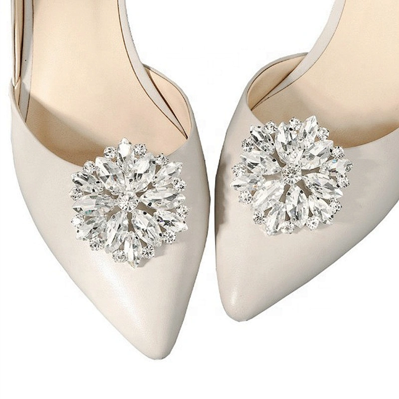 Making rhinestone crystal silver shoe buckle shoe heel clips for women high heel shoes decoration