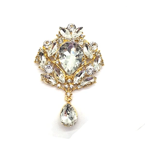 Luxury alloy corsage jewelry crown rhinestone brooch collar crystal brooch pins for women dress shirt