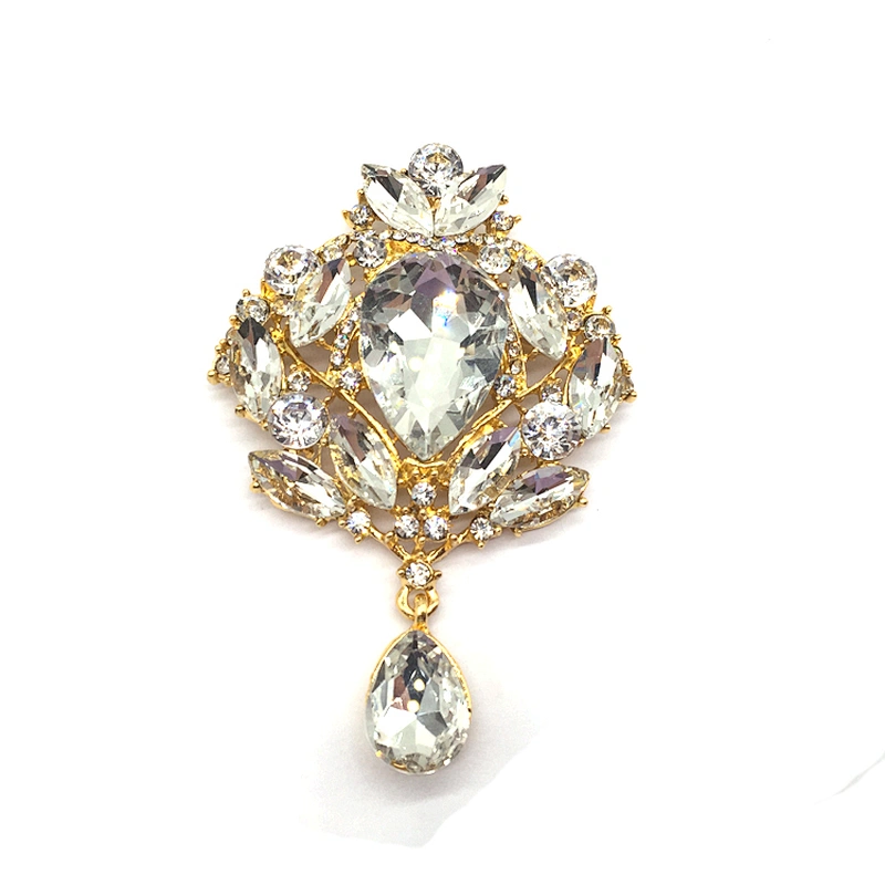 Luxury alloy corsage jewelry crown rhinestone brooch collar crystal brooch pins for women dress shirt