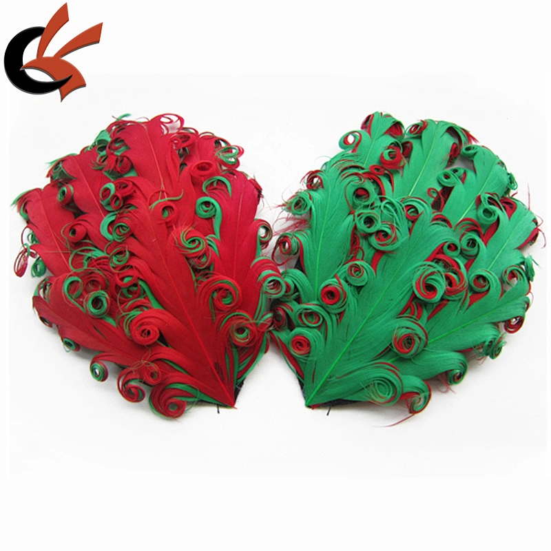 Christmas decoration Red and green goose curly feather pad