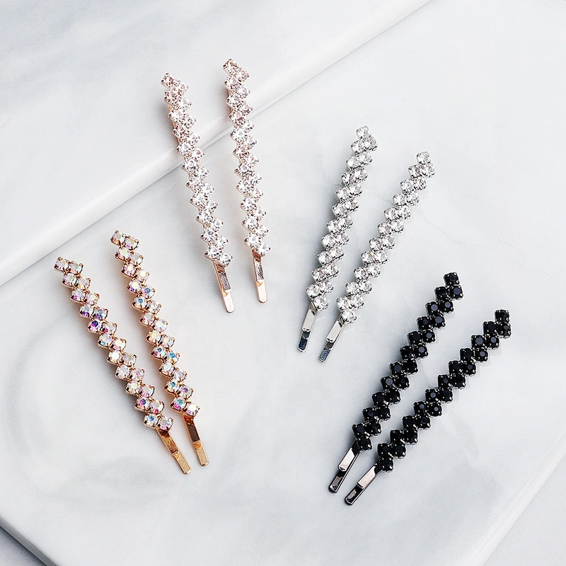Custom Ladies Korean Hair Accessories Elegant Rhinestone Hair Clips