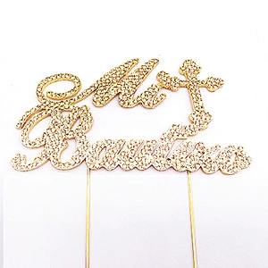 Custom crystal cake topper for baptism ceremony