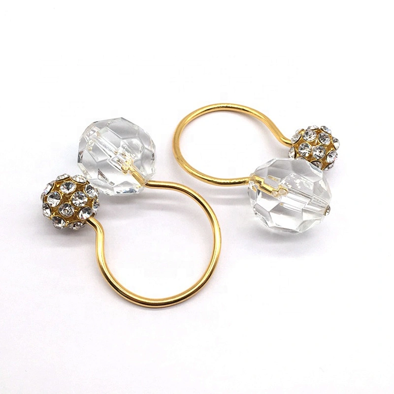Factory custom made reflective crystal wedding gold silver metal diamond napkin ring