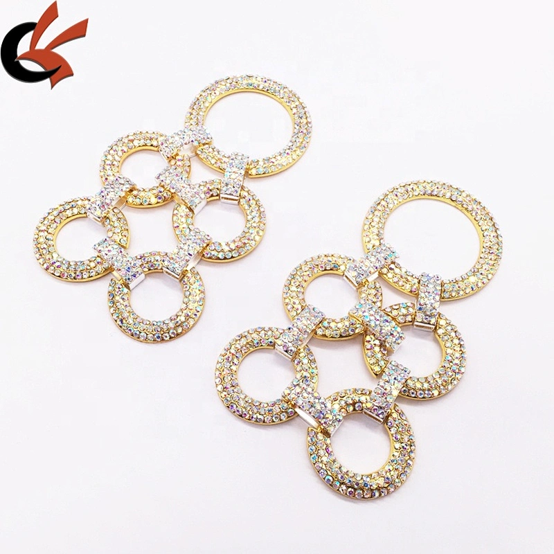 New Customize Design 2020 Alloy Metal Diamond Rhinestone Gold AB Glass Circle Crystal Bikini Connector