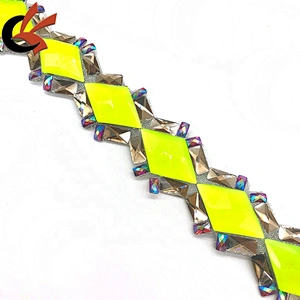 Fluorescent green hot fix rhinestone trimming iron on crystal tape