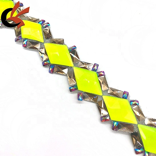 Fluorescent green hot fix rhinestone trimming iron on crystal tape