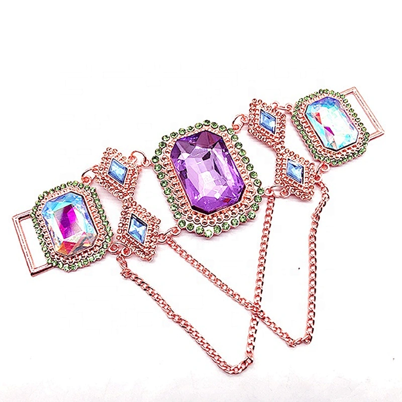 2020 high style rose gold metal colorful jewelry bikini connectors for contest swimsuit