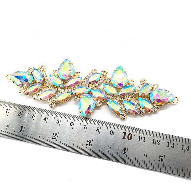 wholesale fashion handmade rhinestone sew on buckle applique for wedding dress decorative clothing patches