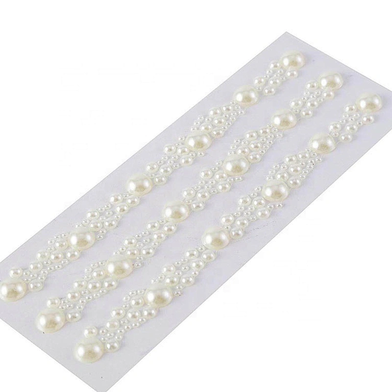 Self Adhesive 3 rows of cluster go gems Rhinestone stickers ivory, clear & White