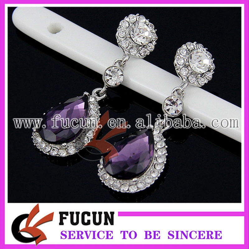 Hot sale bling bling rhinestone design silver earring jewelry for wedding