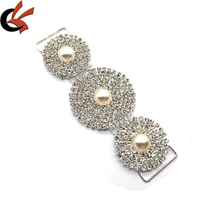 Custom fashion swimsuit accessories big circle designs rhinestone bikini connector for sale