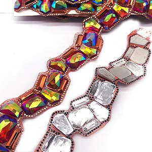 Hot fix Red AB rhinestone trim for garment