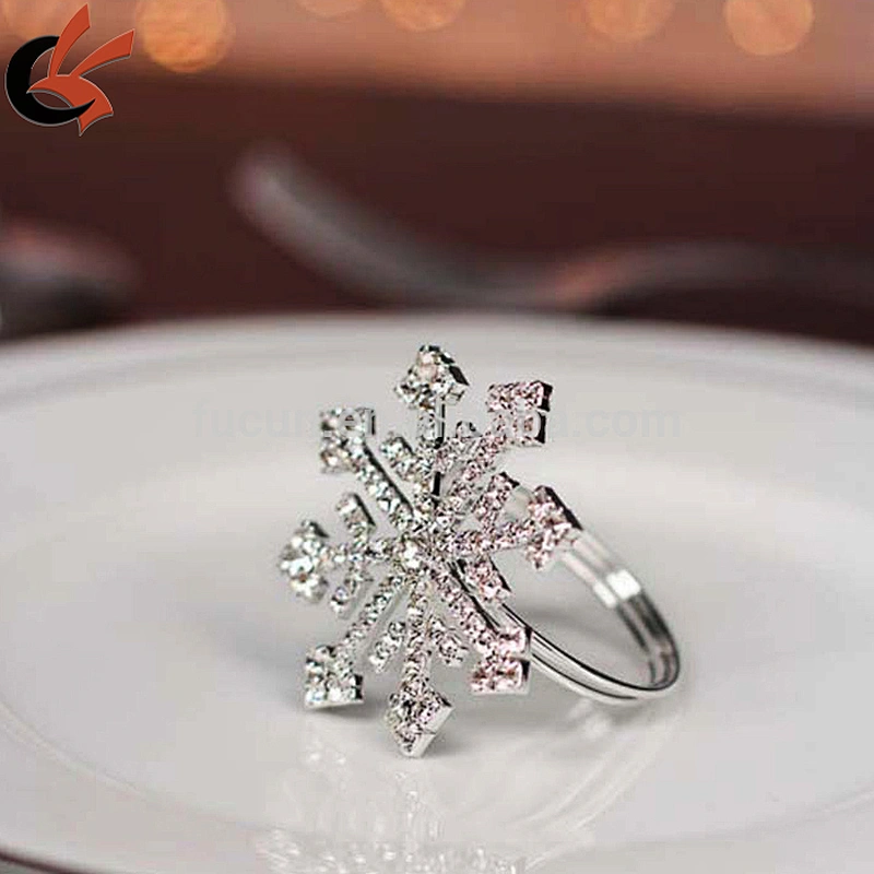 high quality snowflake rhinestone napkin ring for table decoration