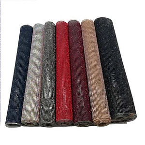 Customized Adhesive rhinestone mesh Colorful Hotfix Rhinestone Sheet for shoes Resin Rhinestone Mesh Fabric for bag decoration