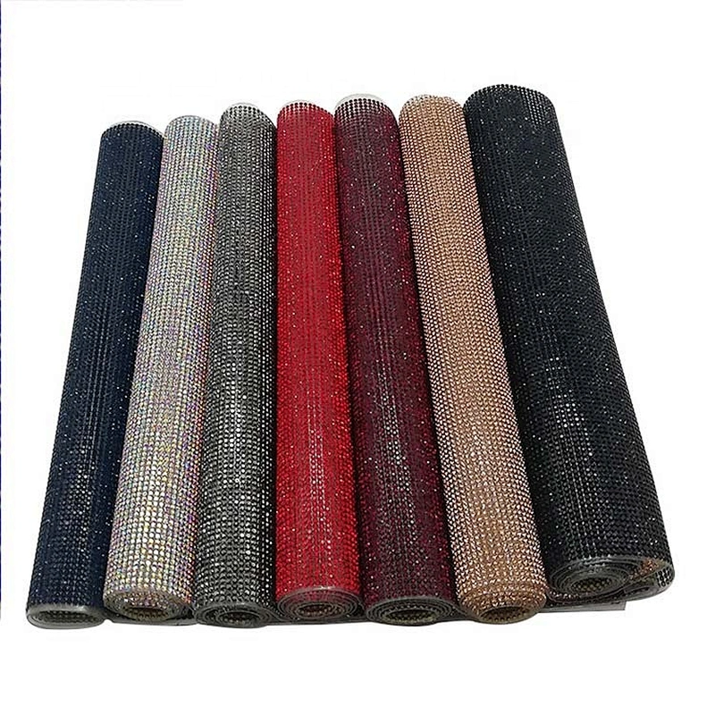 Customized Adhesive rhinestone mesh Colorful Hotfix Rhinestone Sheet for shoes Resin Rhinestone Mesh Fabric for bag decoration
