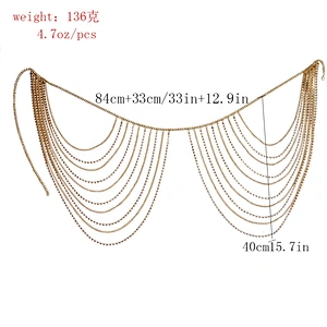Jewelry eye-catching style gold and silver rhinestone strass sexy belly ring multi layer hip body chain