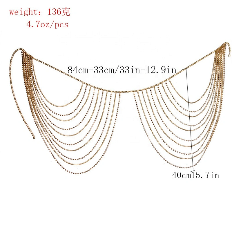 Jewelry eye-catching style gold and silver rhinestone strass sexy belly ring multi layer hip body chain